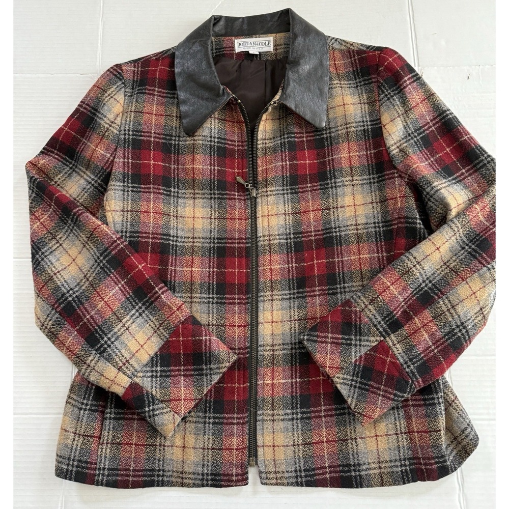Jordan and Cole made in USA plaid wool Blend Zip jacket women's large